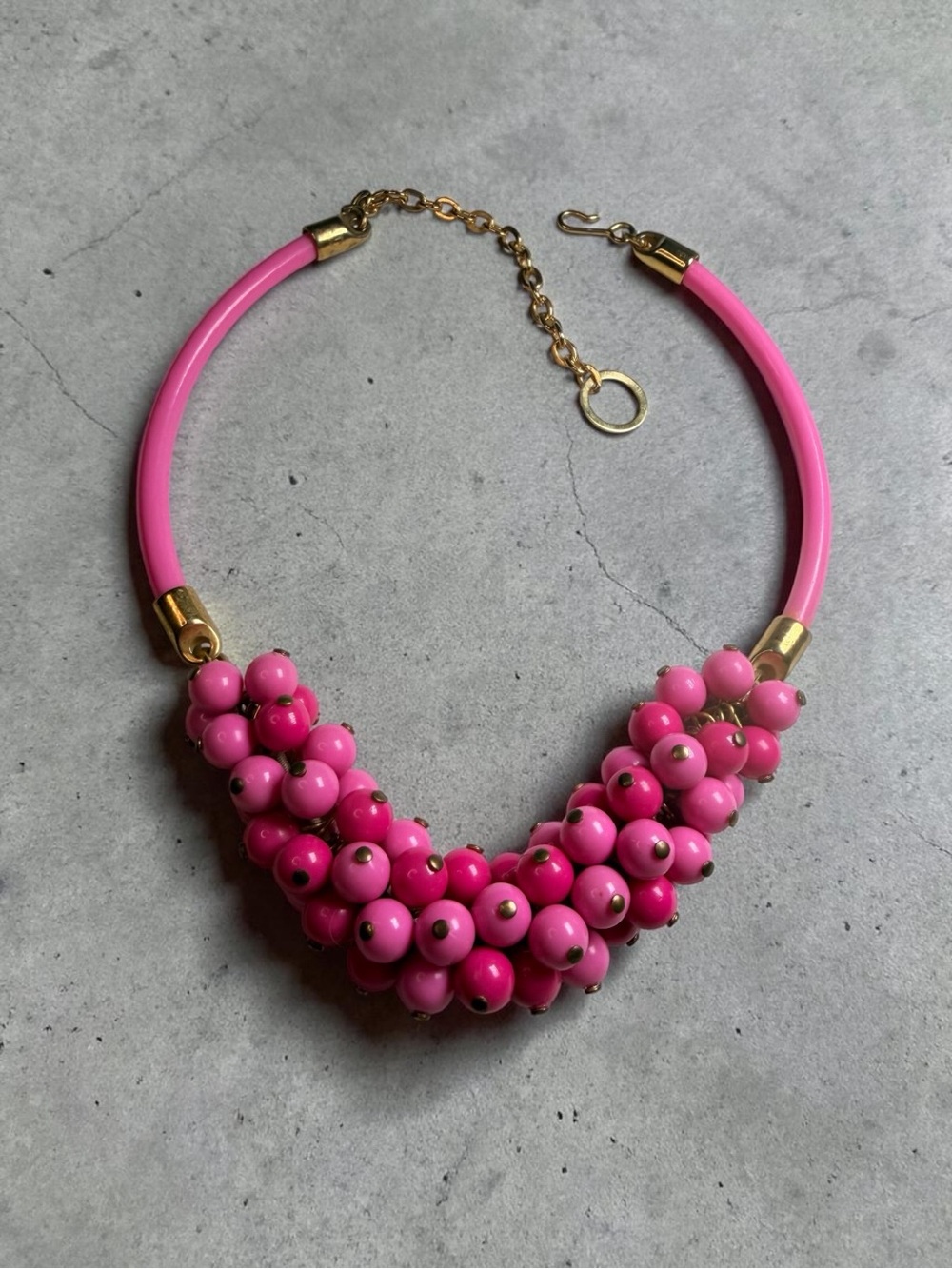 Vintage - Pink Cluster Bead Statement Necklace - Women Jewelry